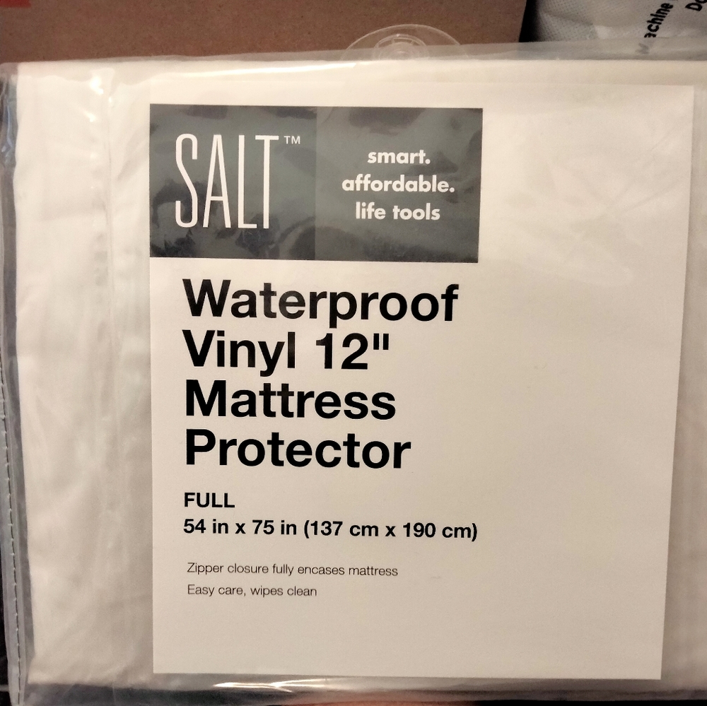 Salt waterproof vinyl 12" mattress protector (Full,)